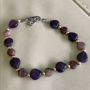 Purple glass beaded bracelet